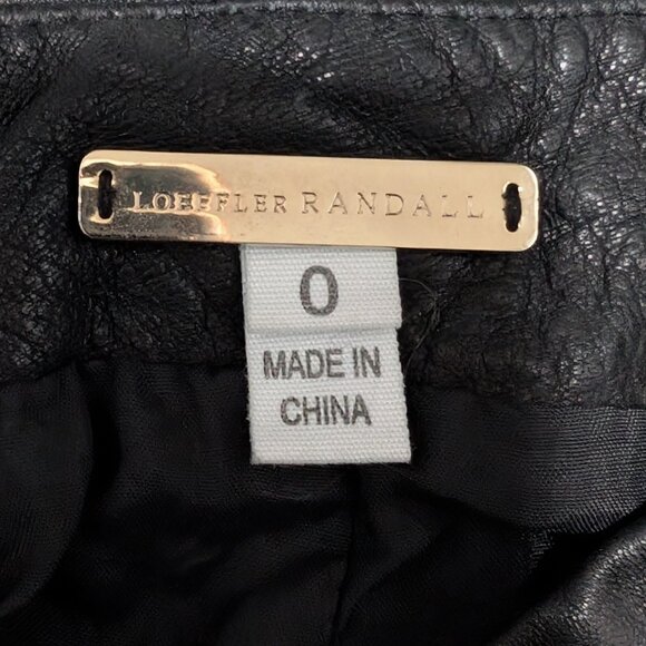 Loeffler Randall Super Soft Genuine Leather Mini Skirt Black Size 0 Lined Zip - Picture 1 of 7